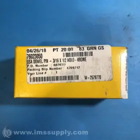 01022 Holo-krome Box Of 100 3/16ftft Diameter Standard Dowel Pin 8054