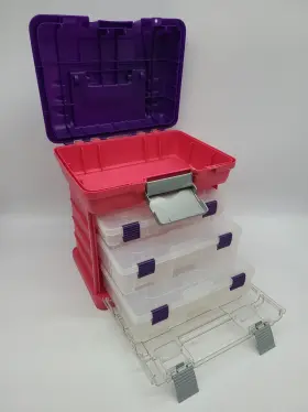 1363 Plano 747090430668 Molding Stow N Go Toolbox Graphite Pink And Purple - Vg Used