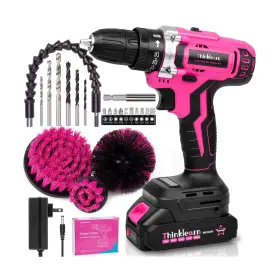 Tl1078 Thinklearn 20v Pink Cordless Drill Set - Power Drill/driver Kit With Bru... Fast Ship