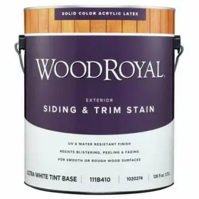Woodroyal 082901360018 Solid Tintable Satin Ultra White Base Acrylic Latex Siding And Trim