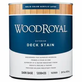 Woodroyal 082901367604 Solid Tintable Flat Dark Base Acrylic Latex Deck And Siding Stain 1