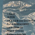 Radax Industries DPB04X08MC Dowel Pin Pack Of 10 Fnfp New. Price: $14.40.
