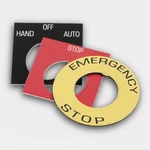 Benshaw LG-100300-112 Legend: "emergency Stop", 2-13/32" Diameter Mfgd New. Price: $12.08.
